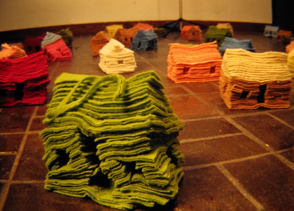 Susan Boscarino, "100 Houses," sculptural installation, blankets, 1994